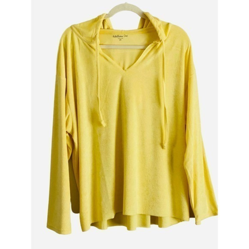 Rebellious‎ One Plus Size Terry Hoodie In Pale Banana-NWT